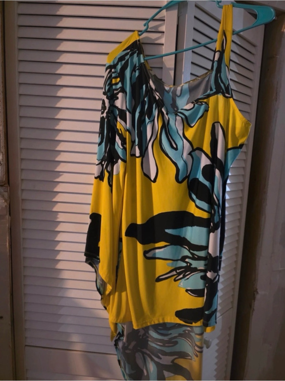 Yellow Floral One-Shoulder Tunic Top - Vibrant Summer Style